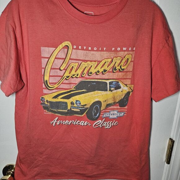 CAMARO CLASSIC T SHIRT WOMENS BLUE CHEVY AMERICAN CAR DETROIT POWER GM Large LG - Picture 2 of 4
